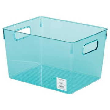 our goods Large Bin Translucent - Teal, 13'' x 9.5'' x 7.5''