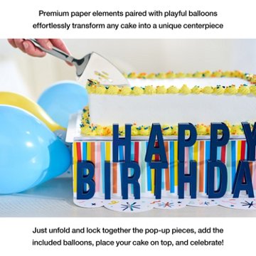 American Greetings Happy Birthday Pop-Up Cake Stand Kit, 19.75" x 27.5" x 4.75"