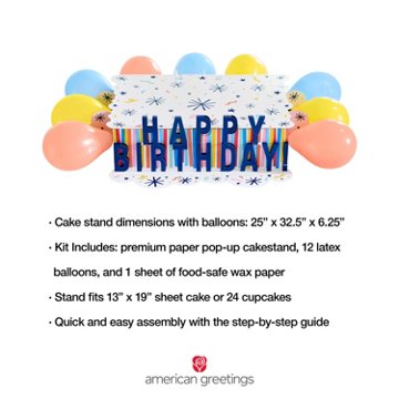 American Greetings Happy Birthday Pop-up Cake Stand with Balloons Kit, 25" x 32.5" x 6.25"