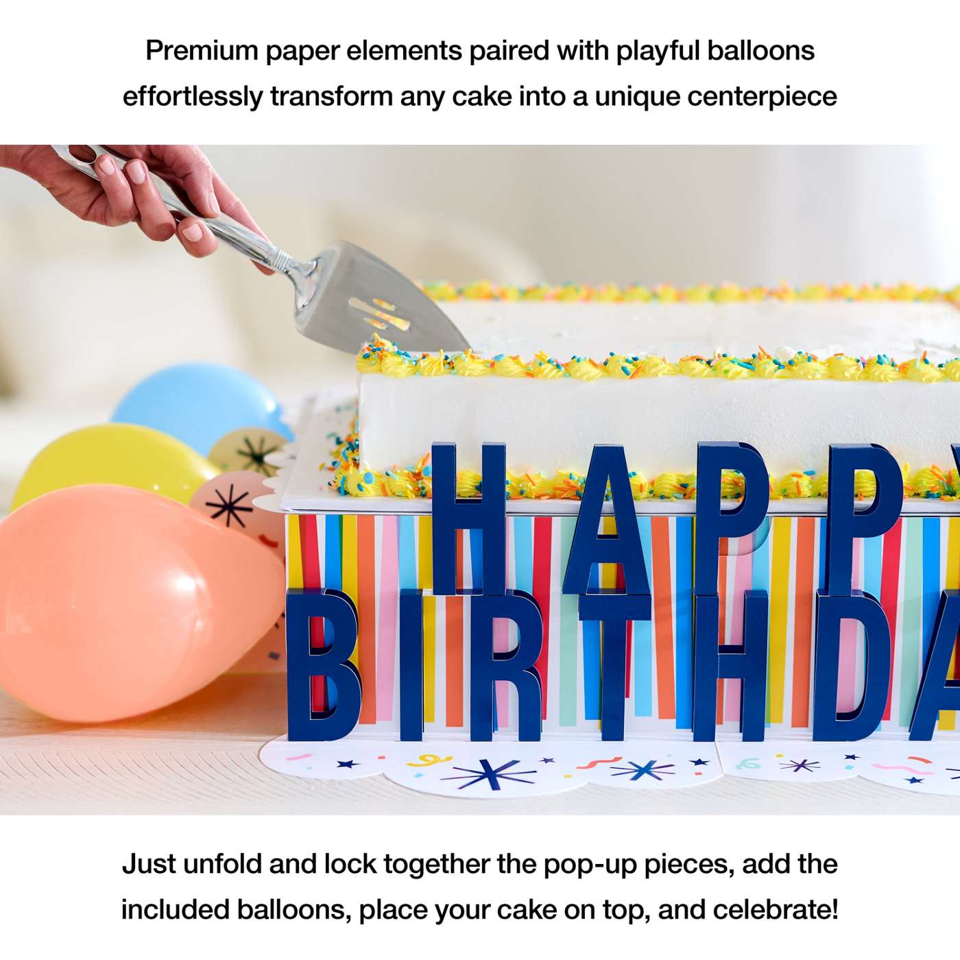American Greetings Happy Birthday Pop-up Cake Stand with Balloons Kit; image 3 of 5