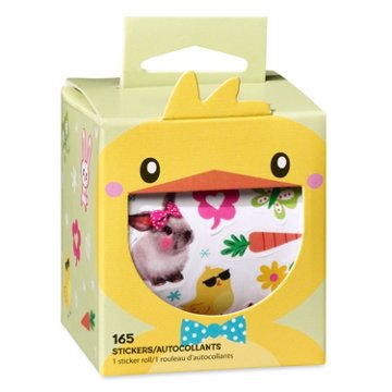 American Greetings Easter Mini Sticker Roll, Cute Animals (1 Roll, 165 Stickers), 2" x 44"