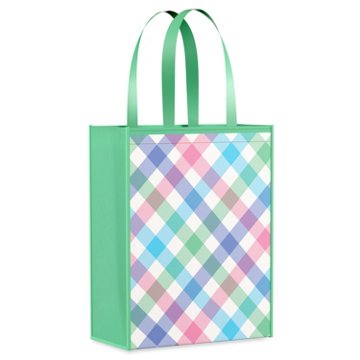 American Greetings Plaid Design Easter Themed Reusable Tote Bag, 7 in. x 3.94 in. x 10.03