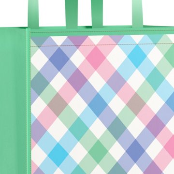 American Greetings Plaid Design Easter Themed Reusable Tote Bag, 7 in. x 3.94 in. x 10.03
