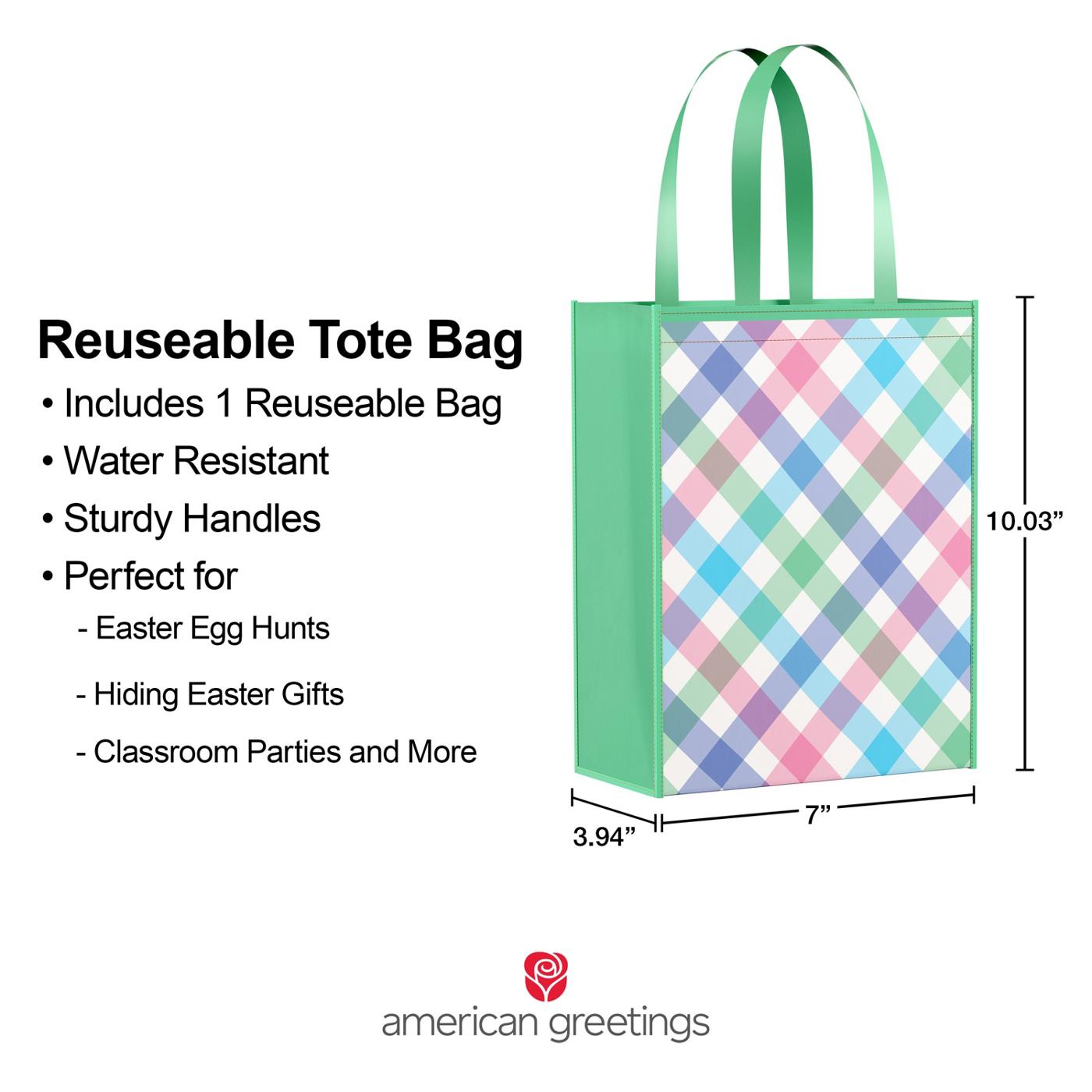 American Greetings Plaid Design Easter Themed Reusable Tote Bag; image 3 of 5