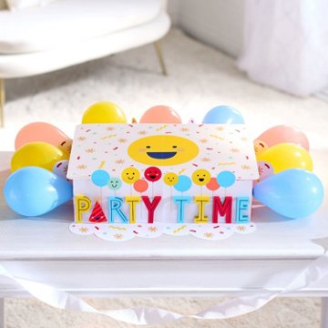 American Greetings Smiley Party Time Design Birthday Pop-Up Cake Stand Kit, 19.75" x 27.5" x 4.75"