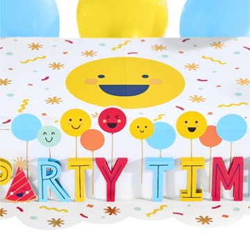 American Greetings Smiley Party Time Design Birthday Pop-Up Cake Stand Kit, 19.75" x 27.5" x 4.75"