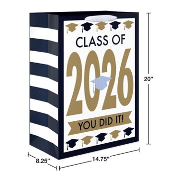 American Greetings Jumbo Graduation Gift Bag - Class of 2026 You Did It, 8.25" x 20" x 14.75"