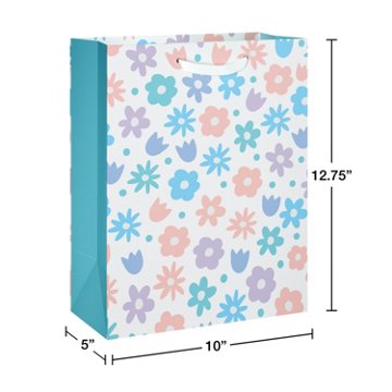 American Greetings Pastel Floral Large Easter Gift Bag, 5" x 12.75" x 10"