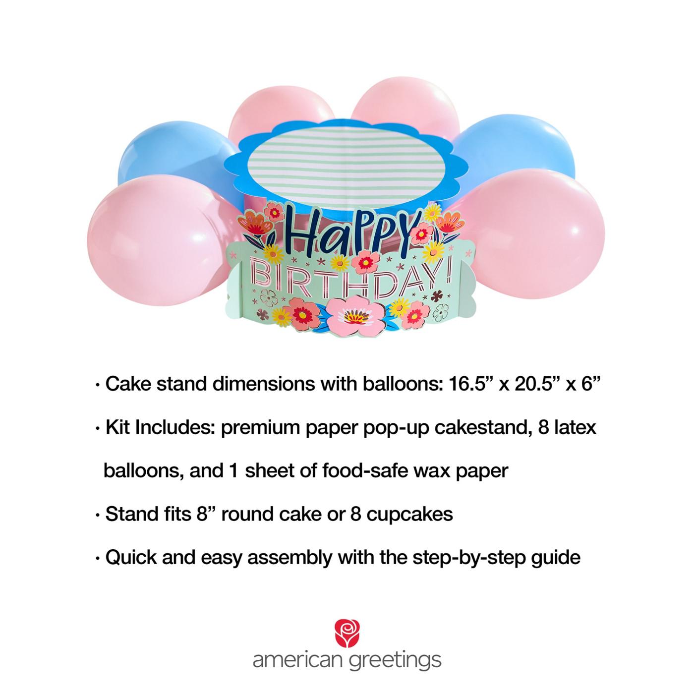 American Greetings Floral Birthday Pop-up Cake Stand Kit with Balloons; image 2 of 6