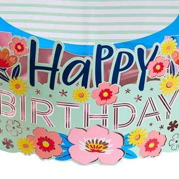 American Greetings Floral Birthday Pop-up Cake Stand Kit with Balloons, 16.5" x 20.5" x 6"