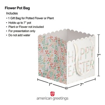 American Greetings Happy Easter Flower Poted Plant Gift Bag, 7" x 7" x 7"