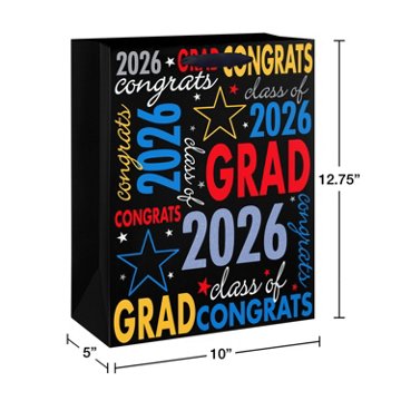 American Greetings Large Graduation Gift Bag - Class of 2026 Congrats, 5.75" x 12.75" x 10"