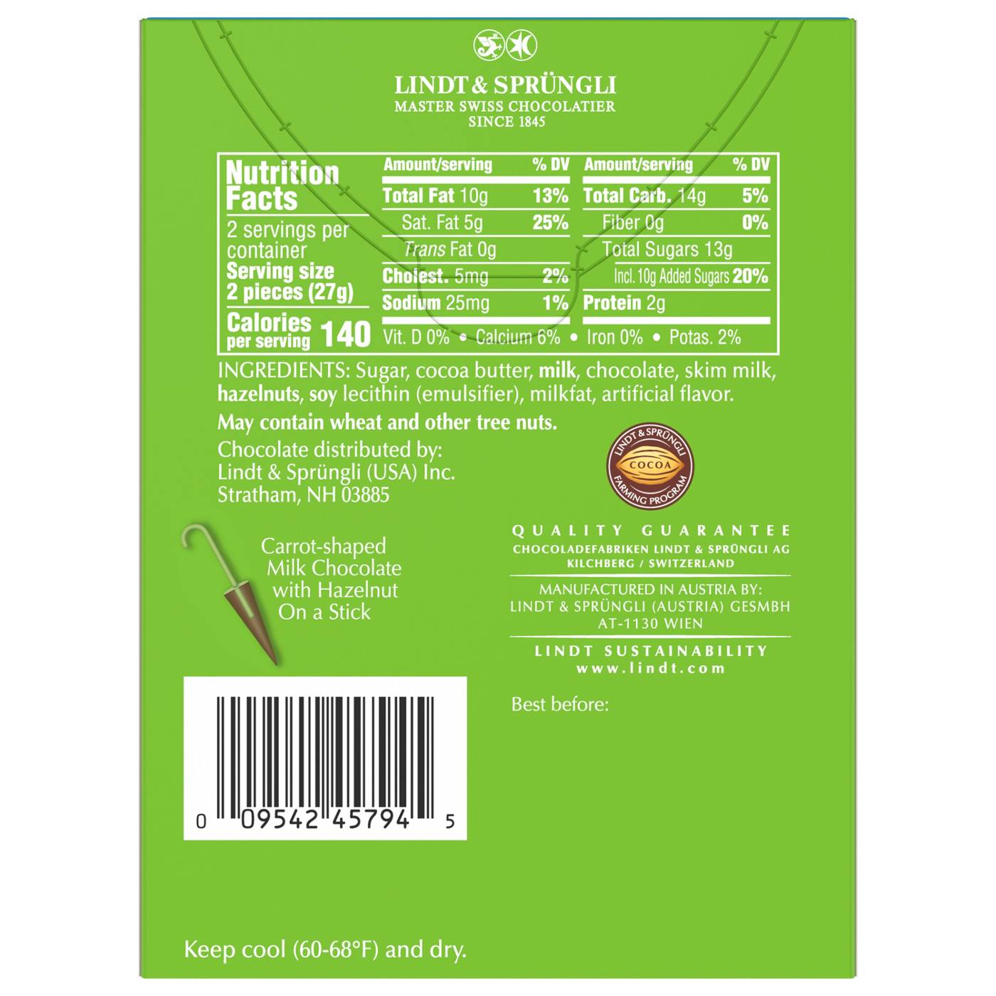 Lindt Solid Milk Chocolate Easter Carrots, 4 pk; image 2 of 2