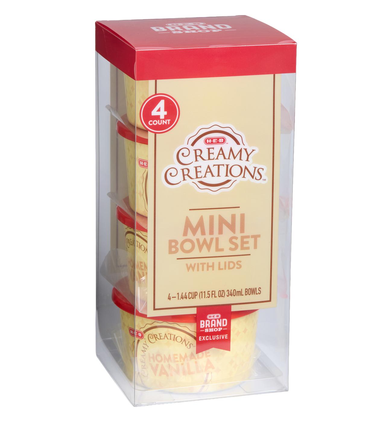 H-E-B Brand Shop Creamy Creations Mini Bowl Set with Lids; image 1 of 4