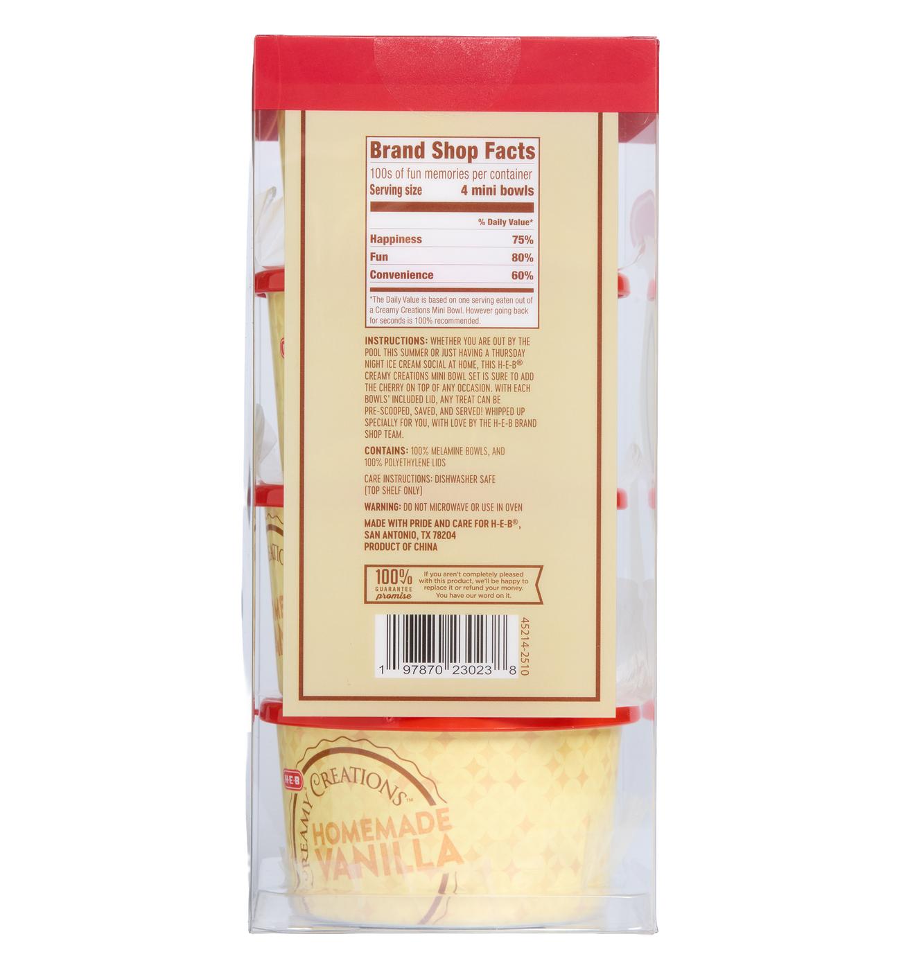 H-E-B Brand Shop Creamy Creations Mini Bowl Set with Lids; image 2 of 4