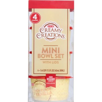 H-E-B Brand Shop Creamy Creations Mini Bowl Set with Lids, 4 ct