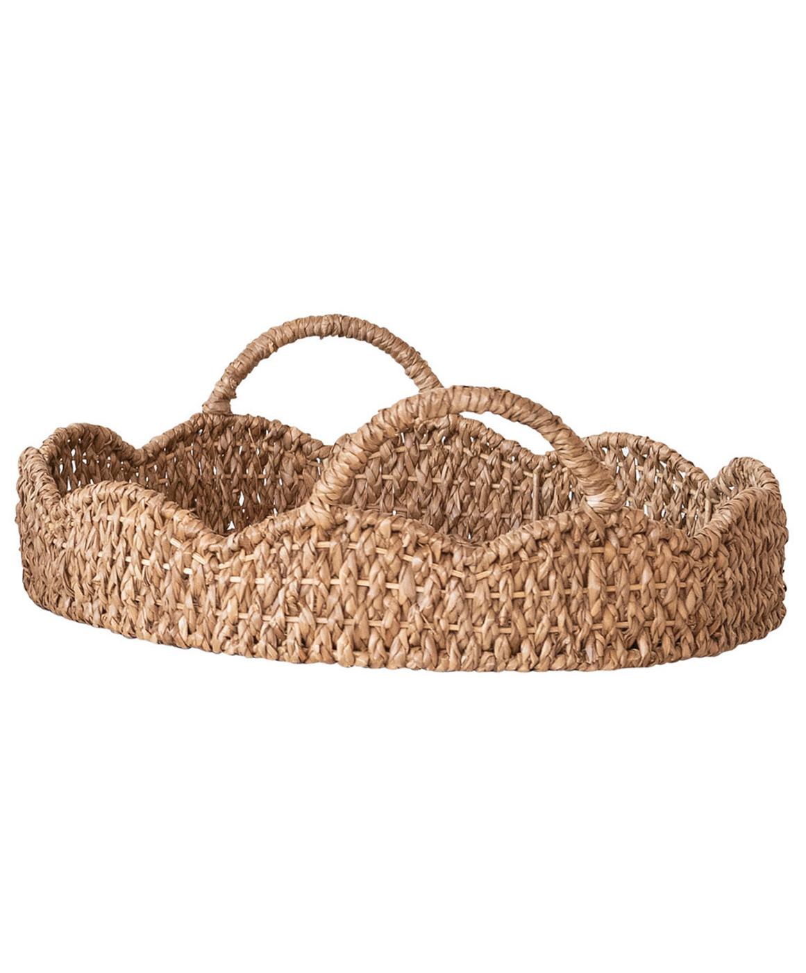 Creative Co-Op Large Braided Bankuan & Rattan Scalloped Tray with ...