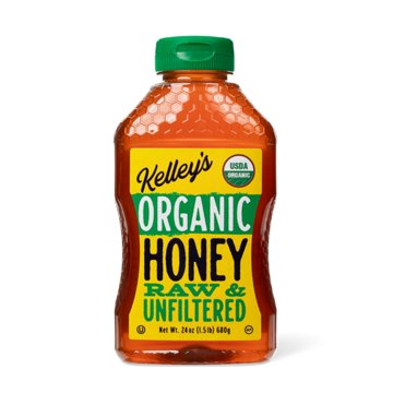 Kelley's Raw Unfiltered Organic Honey, 24 oz