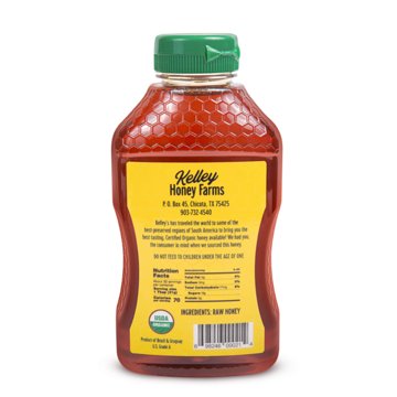 Kelley's Raw Unfiltered Organic Honey, 24 oz