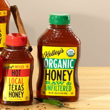 Kelley's Raw Unfiltered Organic Honey, 24 oz