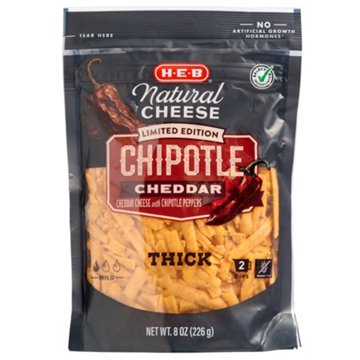 H-E-B Chipotle Cheddar Shredded Cheese, Thick Cut