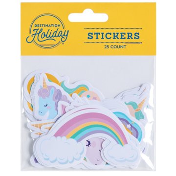 Destination Holiday Unicorn Stickers, 25 ct