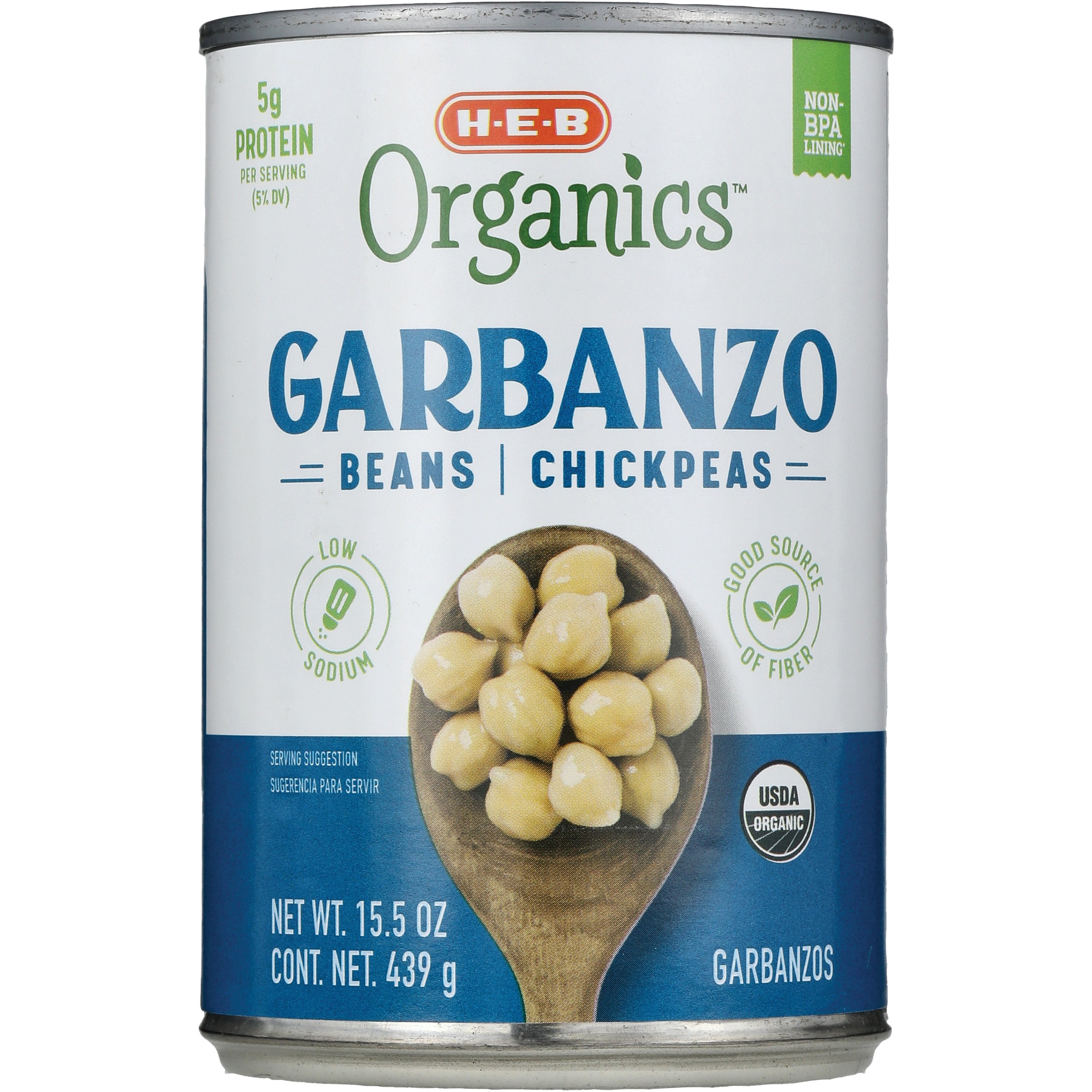 H-E-B Organics Low Sodium Garbanzo Beans Chickpeas - Shop Beans