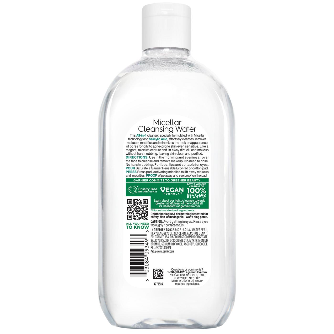 Garnier Micellar Cleansing Water & Makeup Remover With Salicylic Acid; image 2 of 4