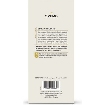 Cremo Men's Spray Cologne - Bourbon & Oak, 3.4 oz