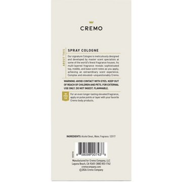 Cremo Men's Spray Cologne - Spice & Black Vanilla, 3.4 oz
