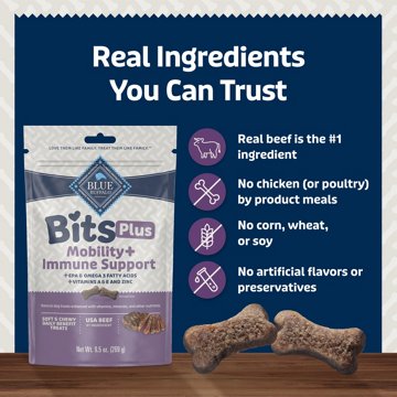 Blue Buffalo Bits + Mobility & Immune Support Dog Treats - Beef