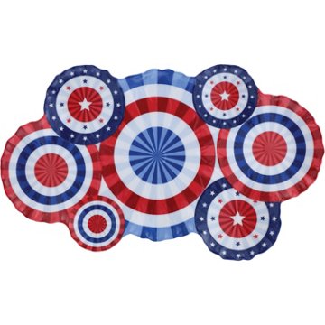 Destination Holiday Patriotic Fans Serving Tray, 18.8''