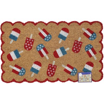 Destination Holiday Popsicles Scalloped Coir Mat, 18'' x 30''