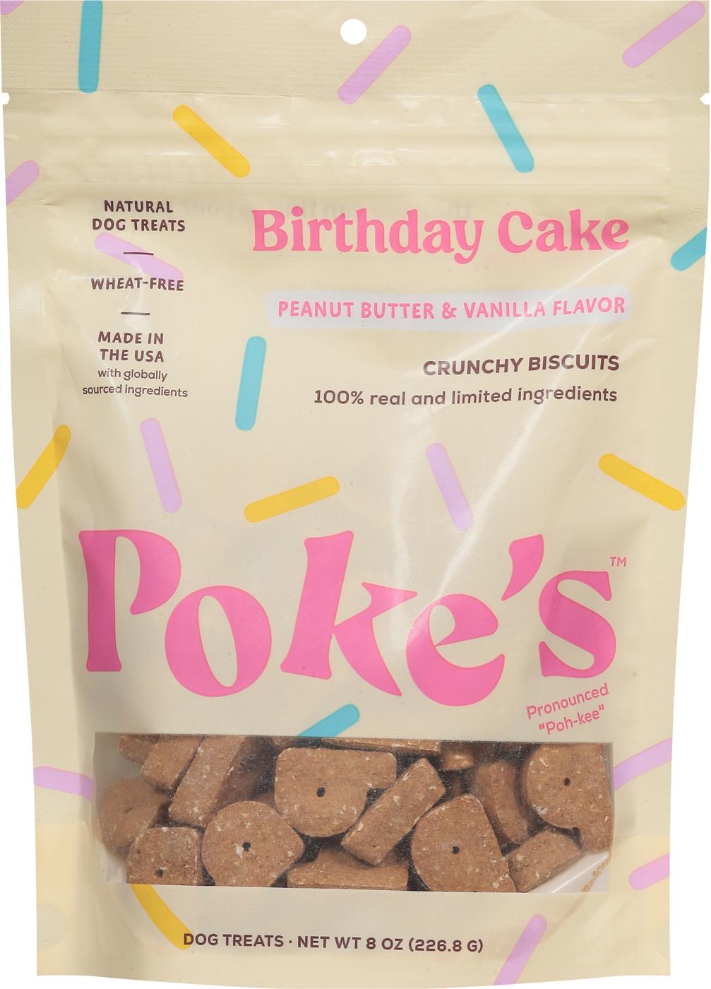 Poke's Birthday Cake Crunchy Biscuits Dog Treats - Peanut Butter & Vanilla; image 1 of 2