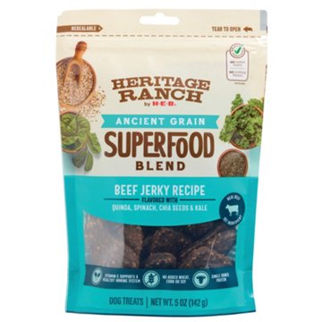 Heritage Ranch by H-E-B Ancient Grain Super Food Blend  Dog Treats - Jerky Beef & Quinoa, 5 oz