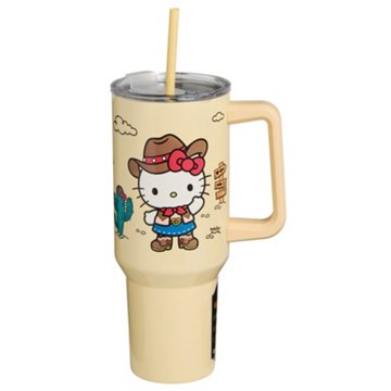 Sanrio Western Hello Kitty Stainless Steel Tumbler with Straw, 40 oz