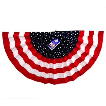 Destination Holiday Flocked Patriotic Bunting Flag, 18" x 36"