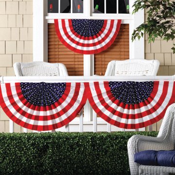 Destination Holiday Flocked Patriotic Bunting Flag, 18" x 36"