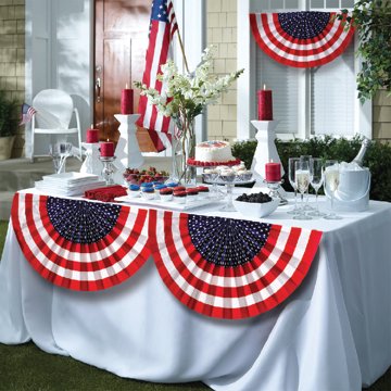 Destination Holiday Flocked Patriotic Bunting Flag, 18" x 36"