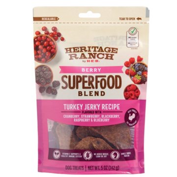 Heritage Ranch by H-E-B Berry Super Food Blend Dog Treats - Jerky Turkey & Cranberry, 5 oz