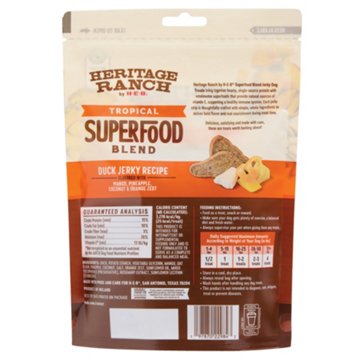 Heritage Ranch by H-E-B Tropical Super Food Blend  Dog Treats - Mango Coconut Duck Jerky, 5 oz