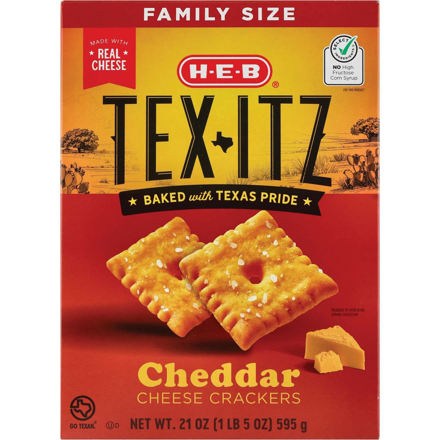 H-E-B Tex-itz Cheddar Crackers - Family Size; image 1 of 2