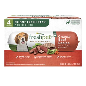 Freshpet Slice & Serve Fridge Fresh Adult Dog Food -  Chunky Beef, 1.5 lb Rolls