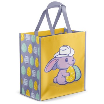 Destination Holiday Small Cowboy Bunny Easter Reusable Shopping Bag, 10" x 13"