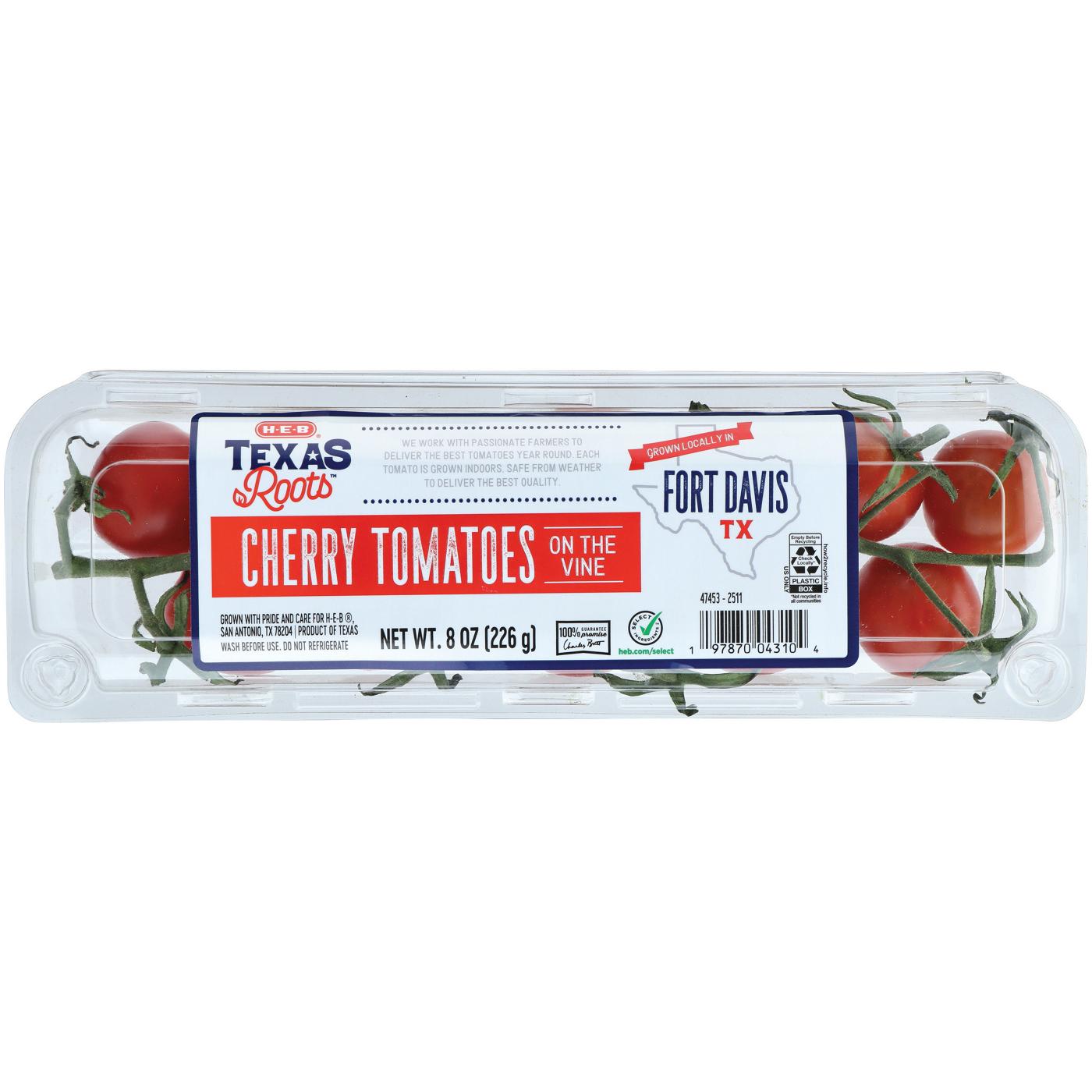 H-E-B Texas Roots Cherry Tomatoes on the Vine; image 1 of 2