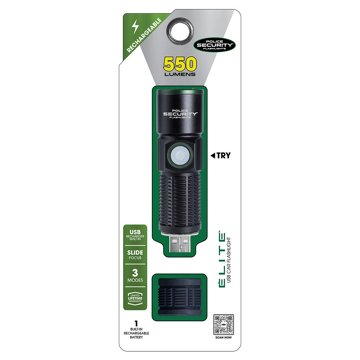 Police Security Elite 550 Lumen USB Car Flashlight