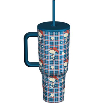 Peanuts Western Snoopy Stainless Steel Tumbler with Straw, 40 oz