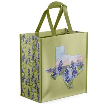 Destination Holiday Texas Bluebonnet Reusable Shopping Bag, 13" x 15"