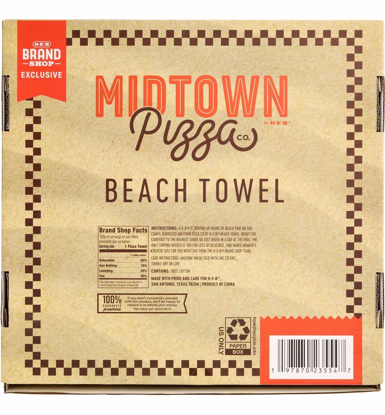 H-E-B Brand Shop Midtown Pizza Beach Towel; image 2 of 2