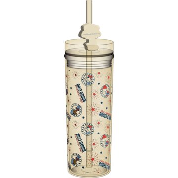 Peanuts Western Snoopy Plastic Slim Tumbler with Straw, 16 oz